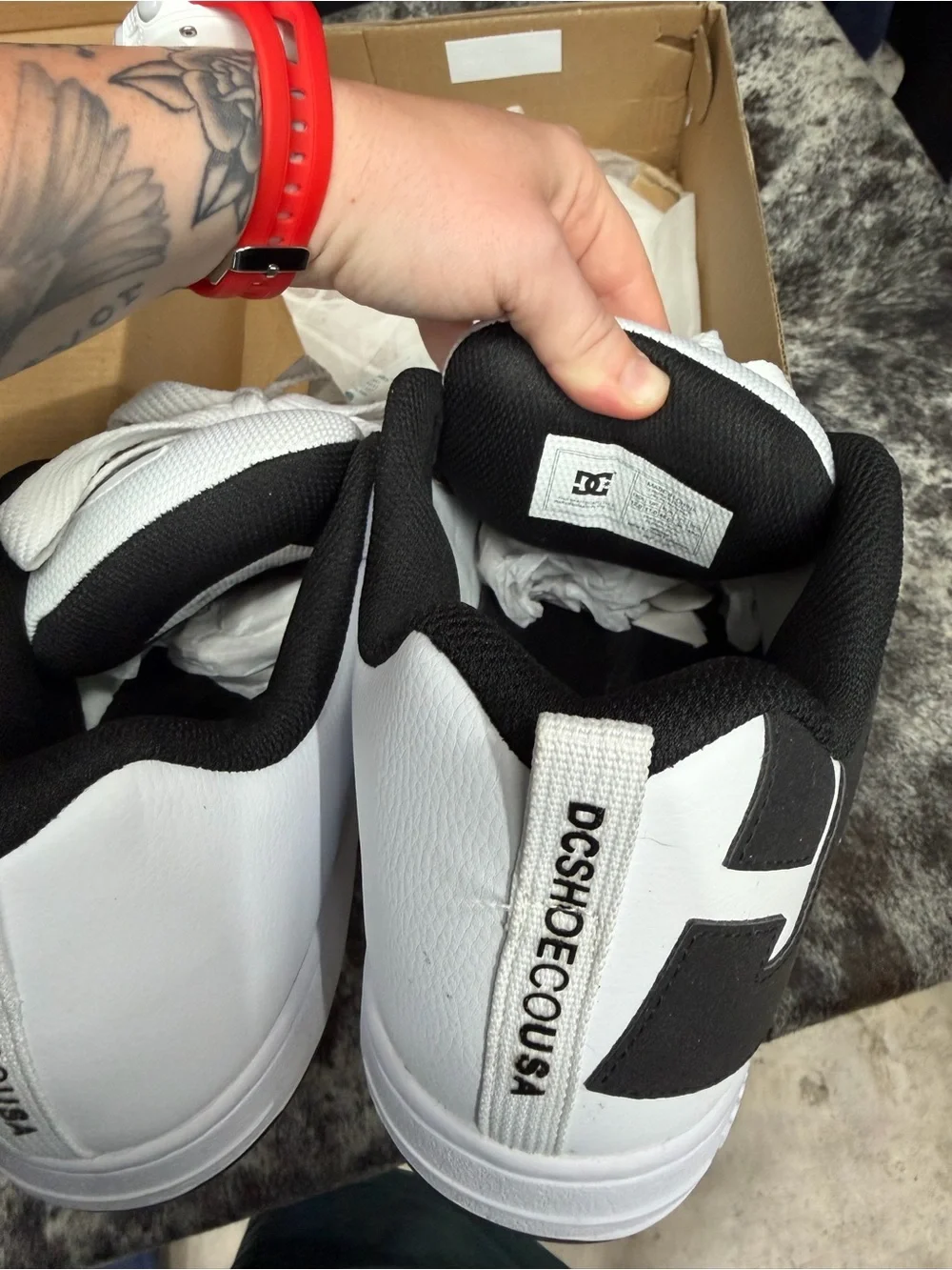 DC Low-Top Skate Shoes in White and Black